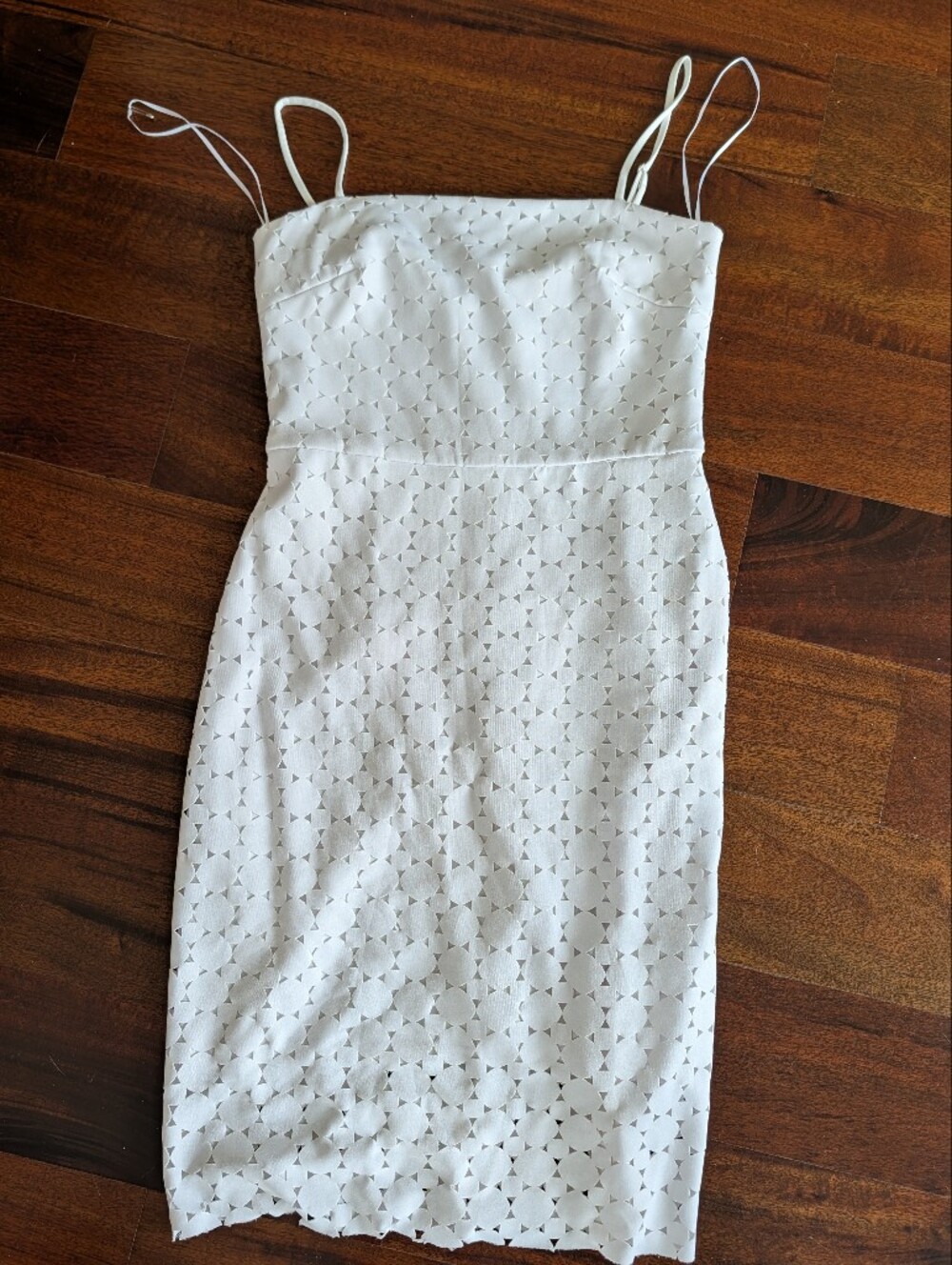 White Eyelet Midi Length Pencil Skirt Small Size 4/6